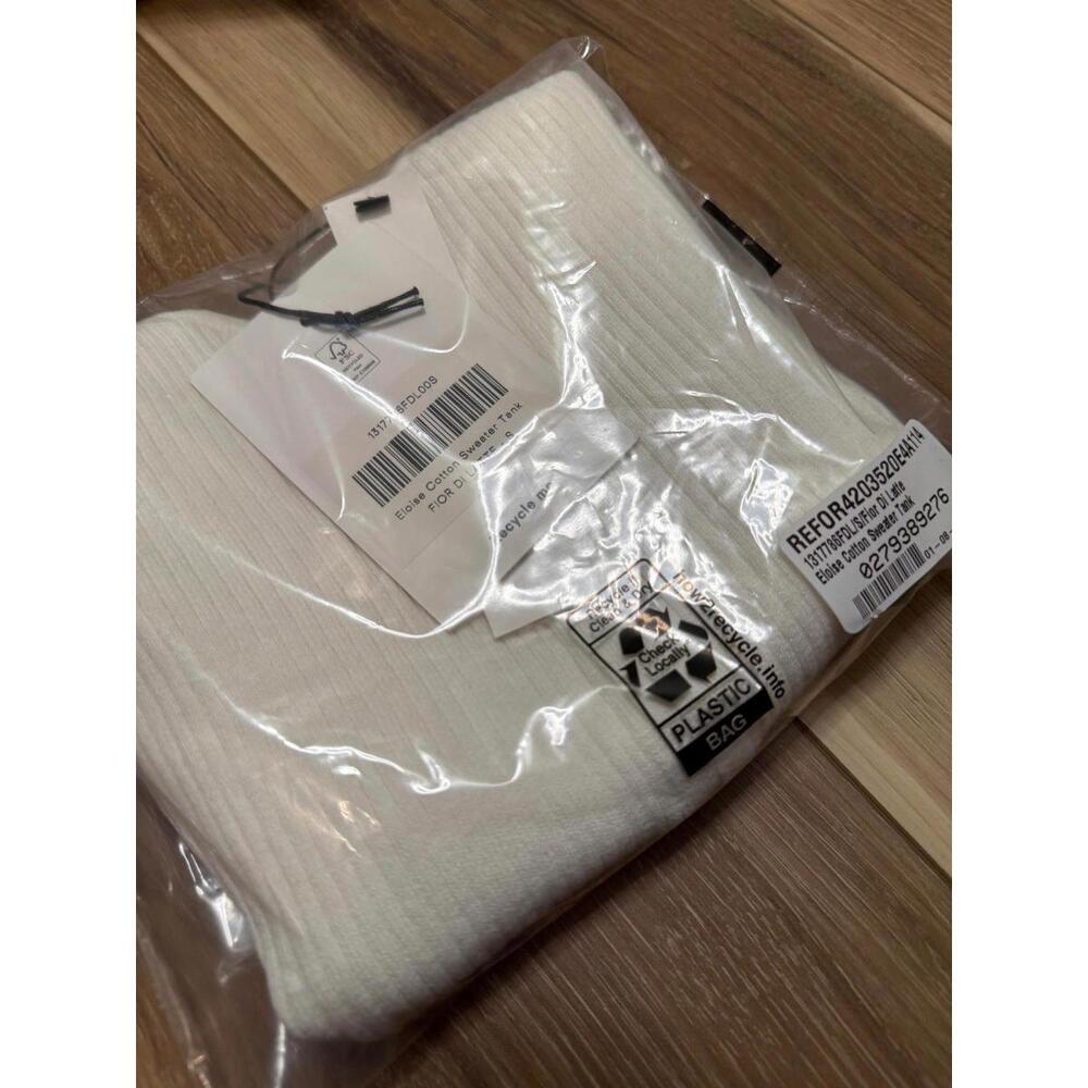 Reformation Cream Ribbed Button-Front Tank Top - Picture 4 of 5